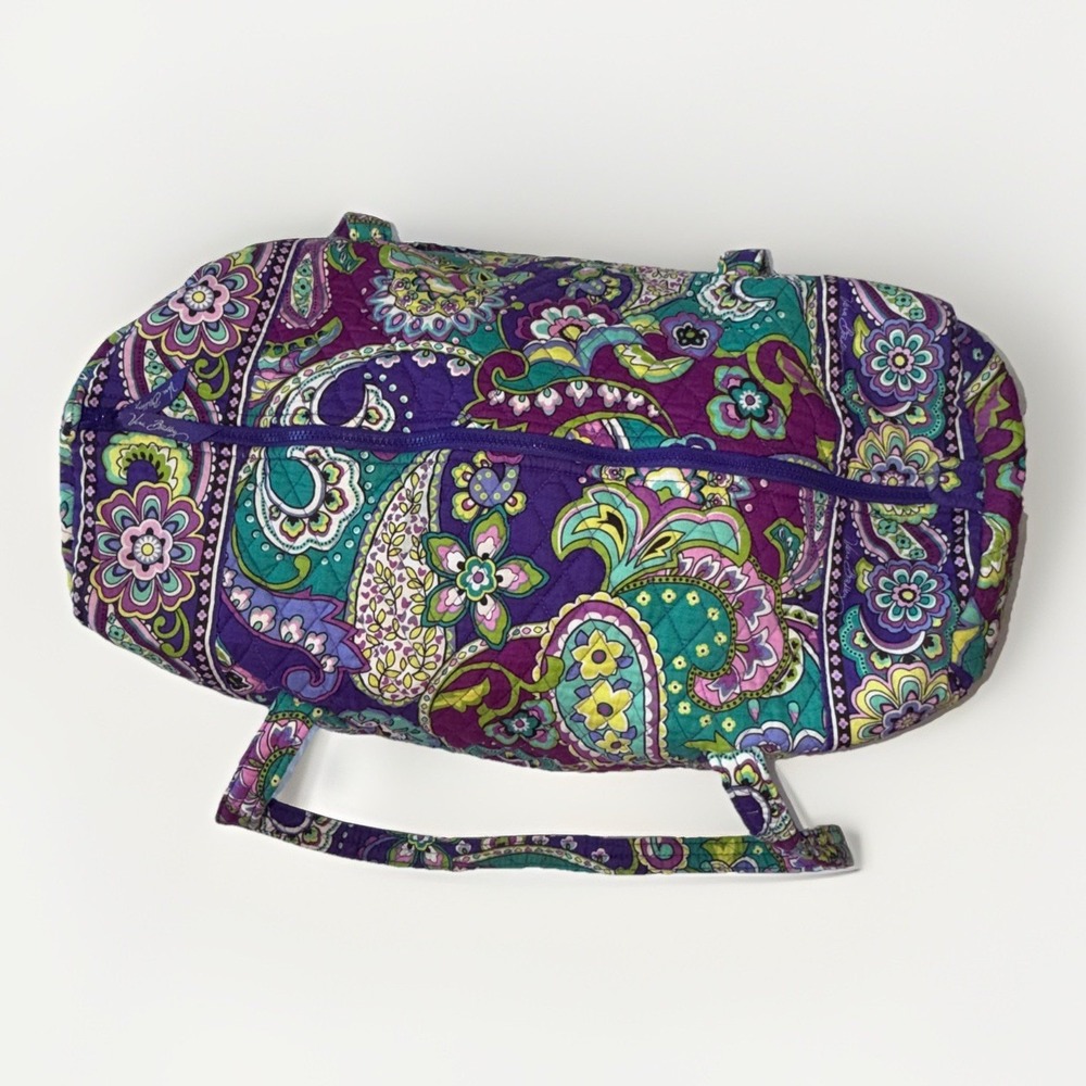 Vera Bradley Heather Large Duffel Bag Quilted Purple Travel CarryOn - Picture 6 of 8